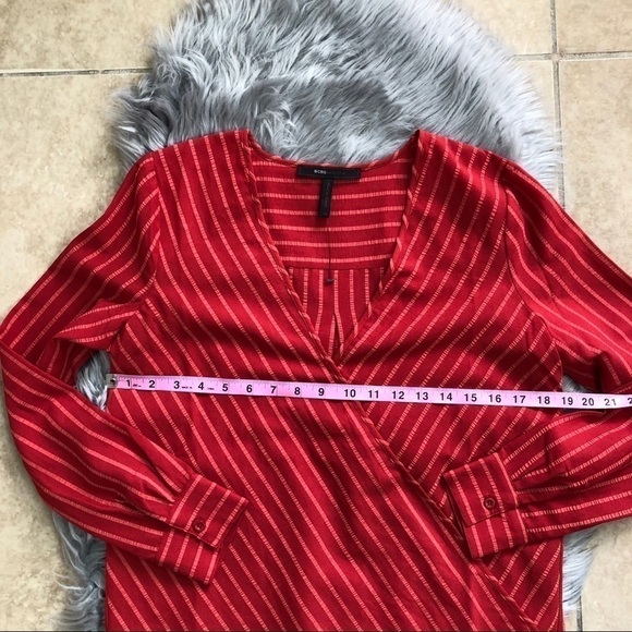New BCBGMaxAzria Striped High-Low Faux Wrap Top - Picture 12 of 13